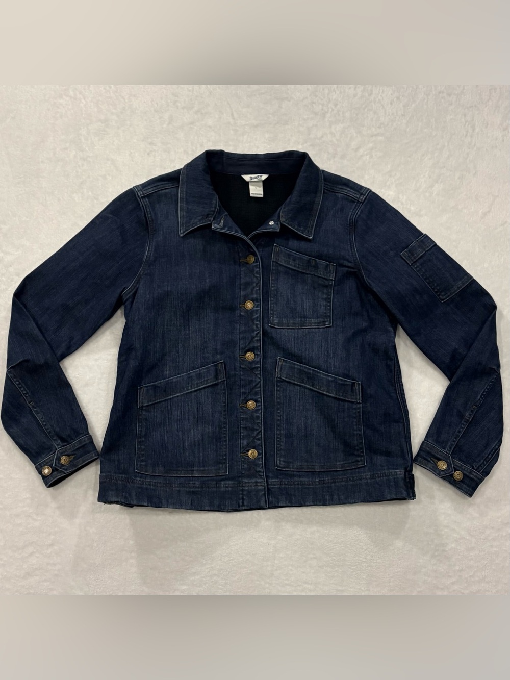 Duluth Trading Co Lined Blue Denim Jean Jacket Men’s size L